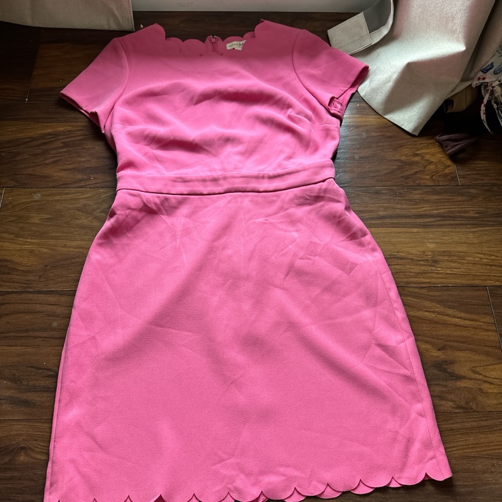 Maison Jules Vibrant Pink Scalloped Mini Dress